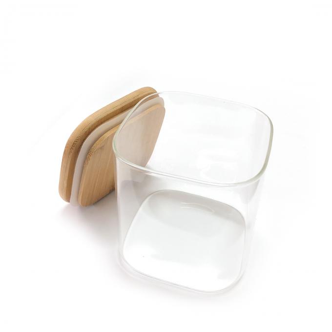 Стеклянные тары для хранения освобождают стеклянную банку еды с бамбуковой крышкой воздухонепроницаемой для служа чая, кофе, муки, сахара, конфеты, печенья