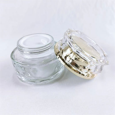 50ml 100ml Cosmetic empty glass jar with gold cap
