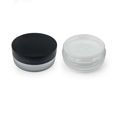 plastic loose powder case with sifter screw black lid Plastic empty eye cream jar round eye shadow case cosmetics jar