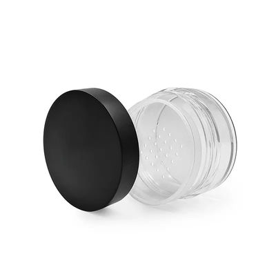 plastic loose powder case with sifter screw black lid Plastic empty eye cream jar round eye shadow case cosmetics jar