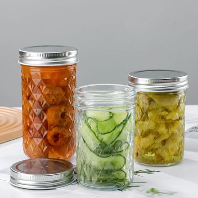 Glass Wide Mouth Canning Preserving Food Storage Jars With Metal Lids