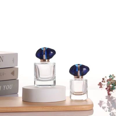 square transparent clear glass bottle 25 ml perfume with smooth round cap