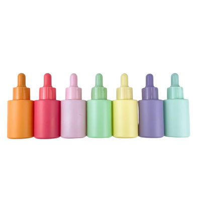 Frosted Matte Colorful 1oz Dropper Bottle 30ml Cosmetic Personal Care Serum Essential Oil