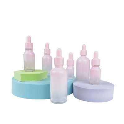 Pink Gradient Color Square Dropper Bottle  Serum Luxury Empty 20ml 30ml 50ml 100ml