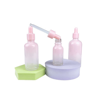 Pink Gradient Color Square Dropper Bottle  Serum Luxury Empty 20ml 30ml 50ml 100ml