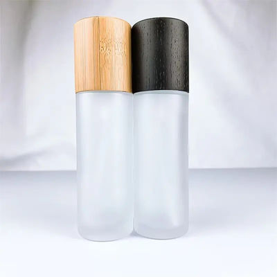 Glass Shampoo Cosmetic spray Pump Bottle With Bamboo Cap
