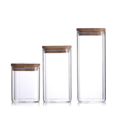 Food Storage Containers 30ml Borosilicate Glass Spice Jar With Bamboo Lids