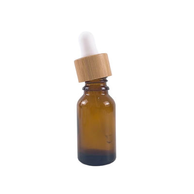 Matte frosted white round 30ml glass dropper bottle with bamboo wood lids cap